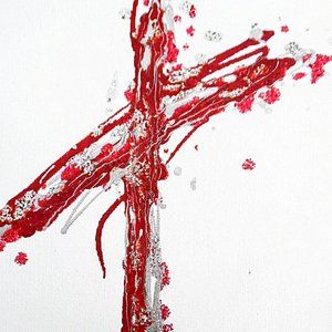 8x10 Original Art "Candy-cane Cross" 🍬